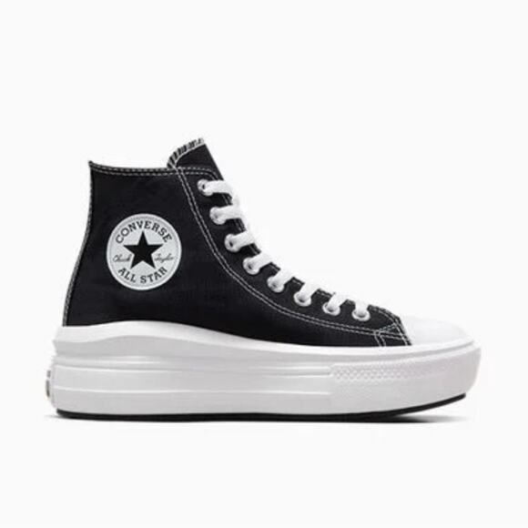 NEW CONVERSE HIGH TOP MOVE PLATFORM BLACK WHITE SZ 8.5 - Picture 6 of 10